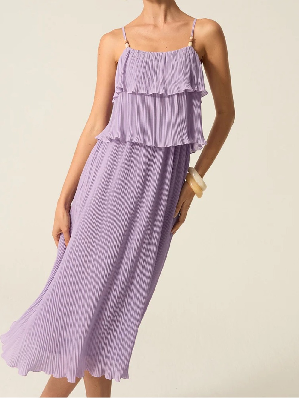 NWT Commense Tiered Pleated Maxi Dress in Purple size XL